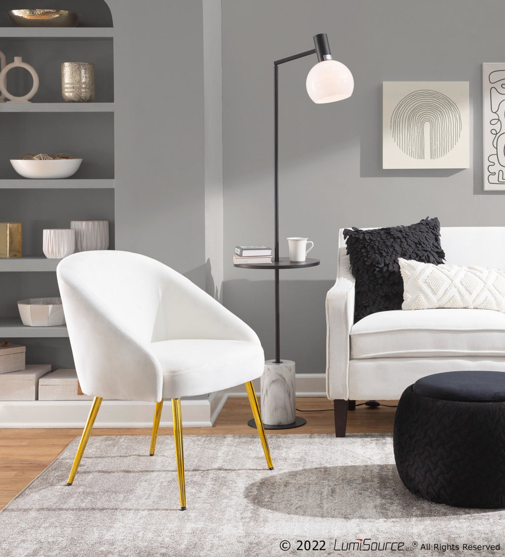Shiraz Chair - Gold Metal, White Velvet