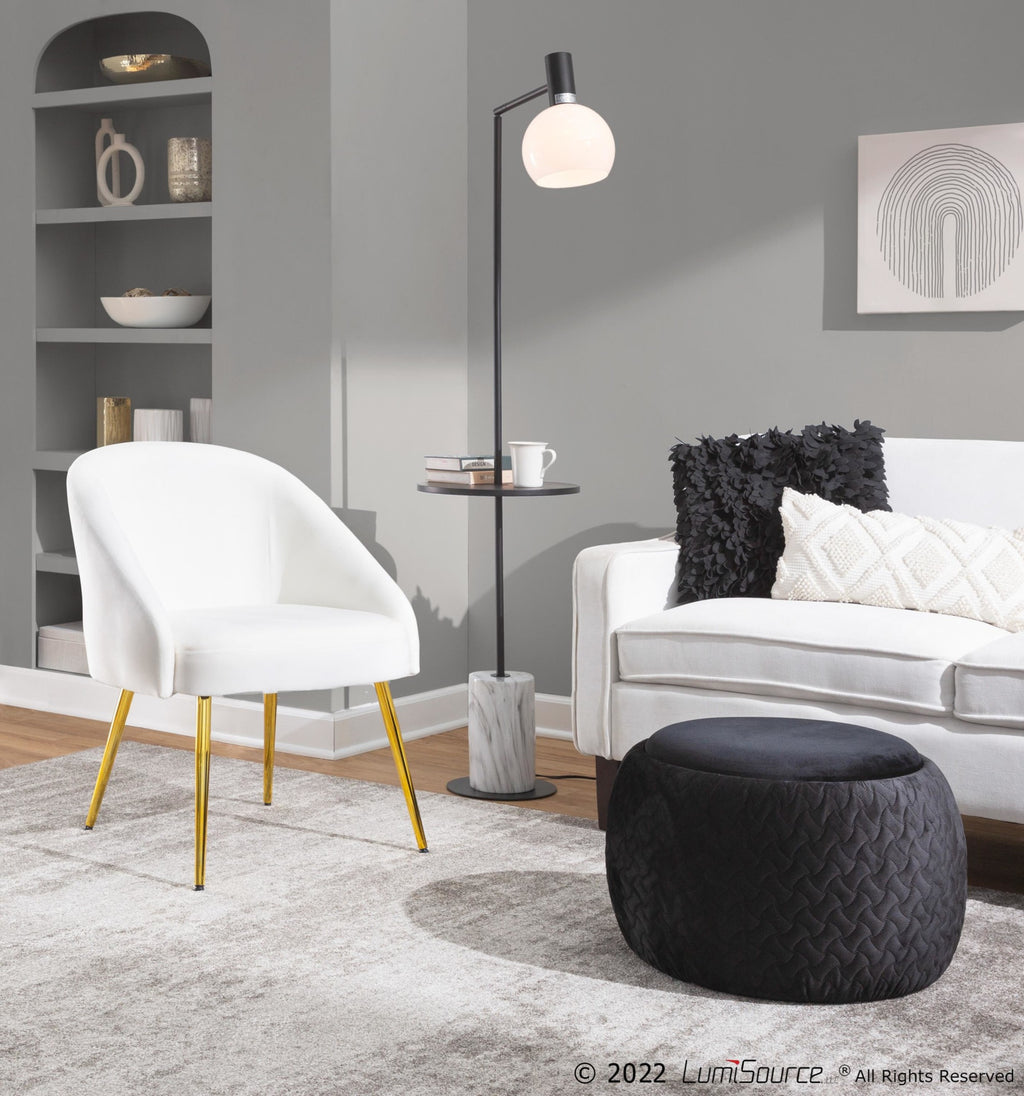 Shiraz Chair - Gold Metal, White Velvet