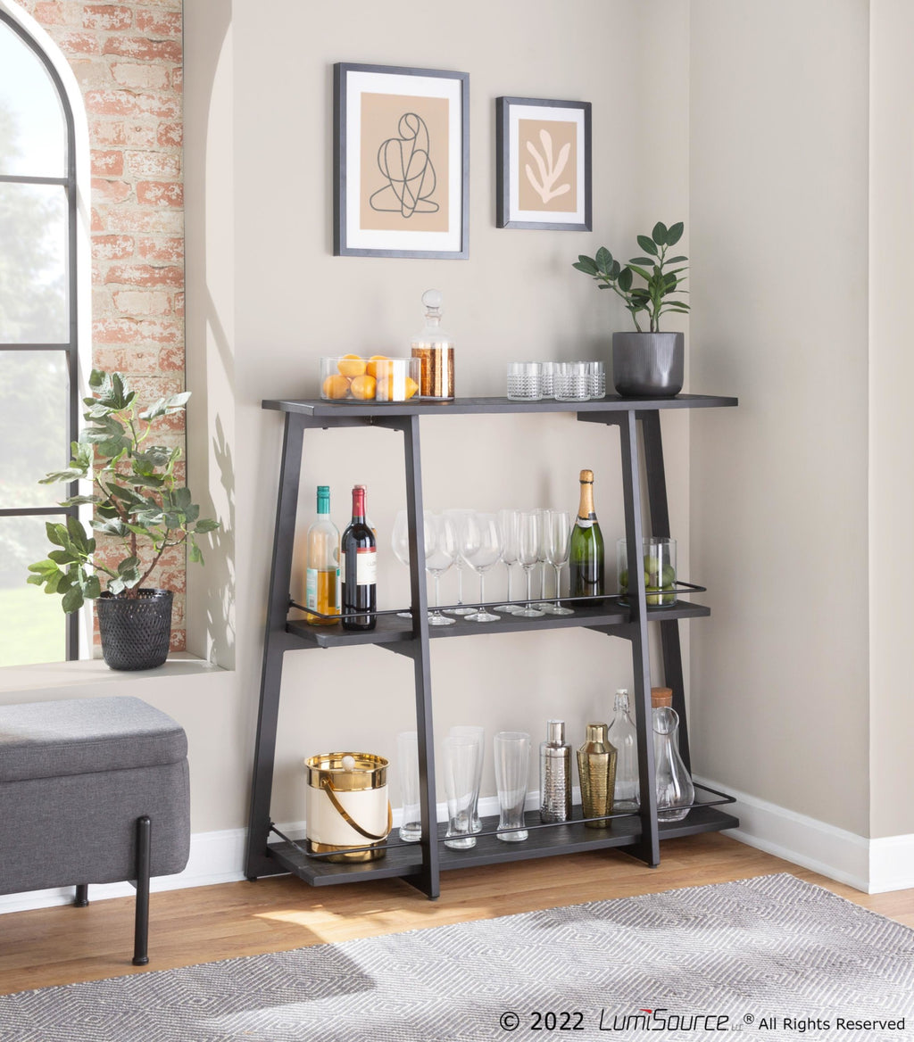 Converge Bookcase - Black Metal, Black Bamboo
