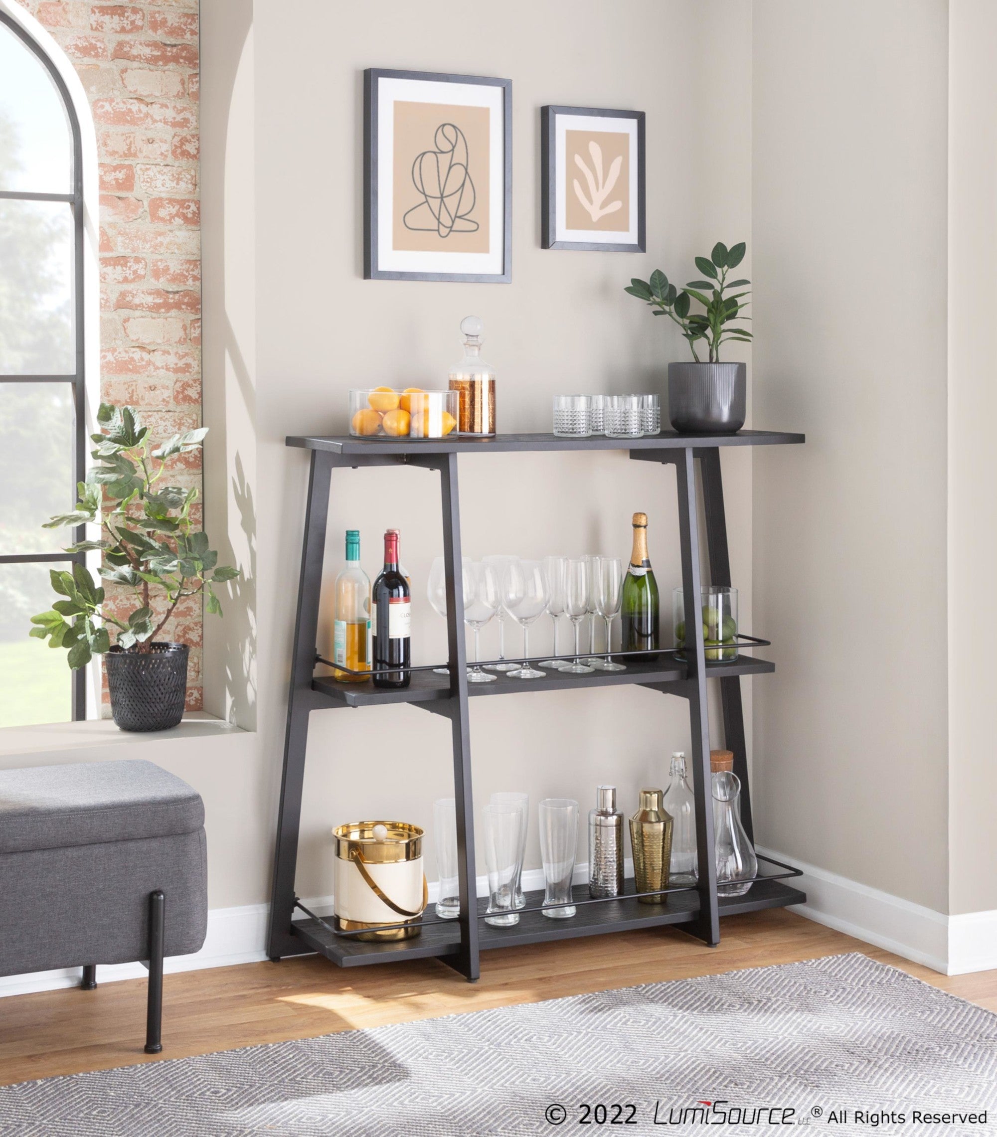 Converge Bookcase - Black Metal, Black Bamboo