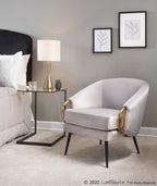 Claire Accent Chair - Black Steel, Silver Velvet, Gold Steel Accents