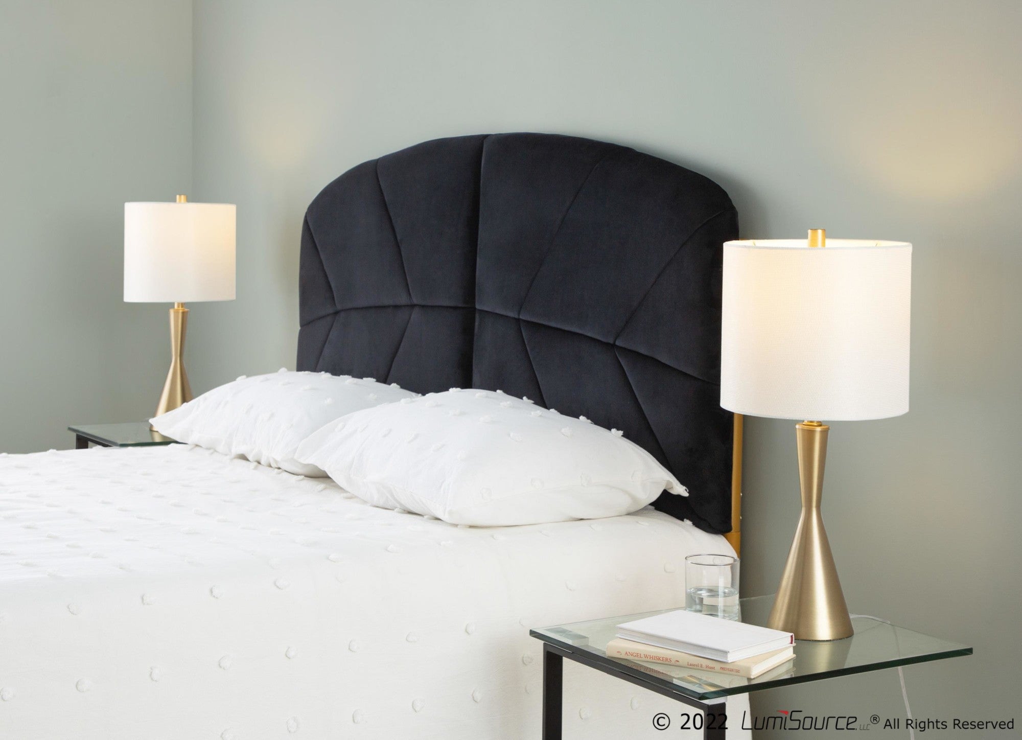 Lindsey Headboard - Gold Steel, Black Velvet