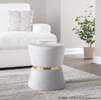 Gemma Ottoman - Silver Velvet, Gold Metal