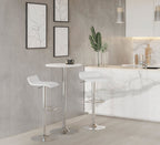 Ale Adjustable Barstool - Set of 2 - Chrome Metal, White Pvc