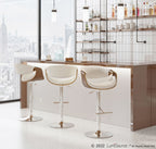 Curvo Adjustable Barstool - Chrome, Walnut Wood, Cream Fabric