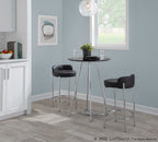 Chloe 26" Fixed-Height Counter Stool - Set of 2 - Chrome, Black PU