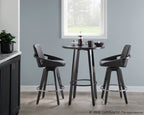 Cosmo 26" Fixed-Height Counter Stool - Set of 2 - Black Wood, Chrome, Black PU