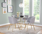 Fran Pleated Chair - Set of 2 - Gold Metal, Silver Velvet