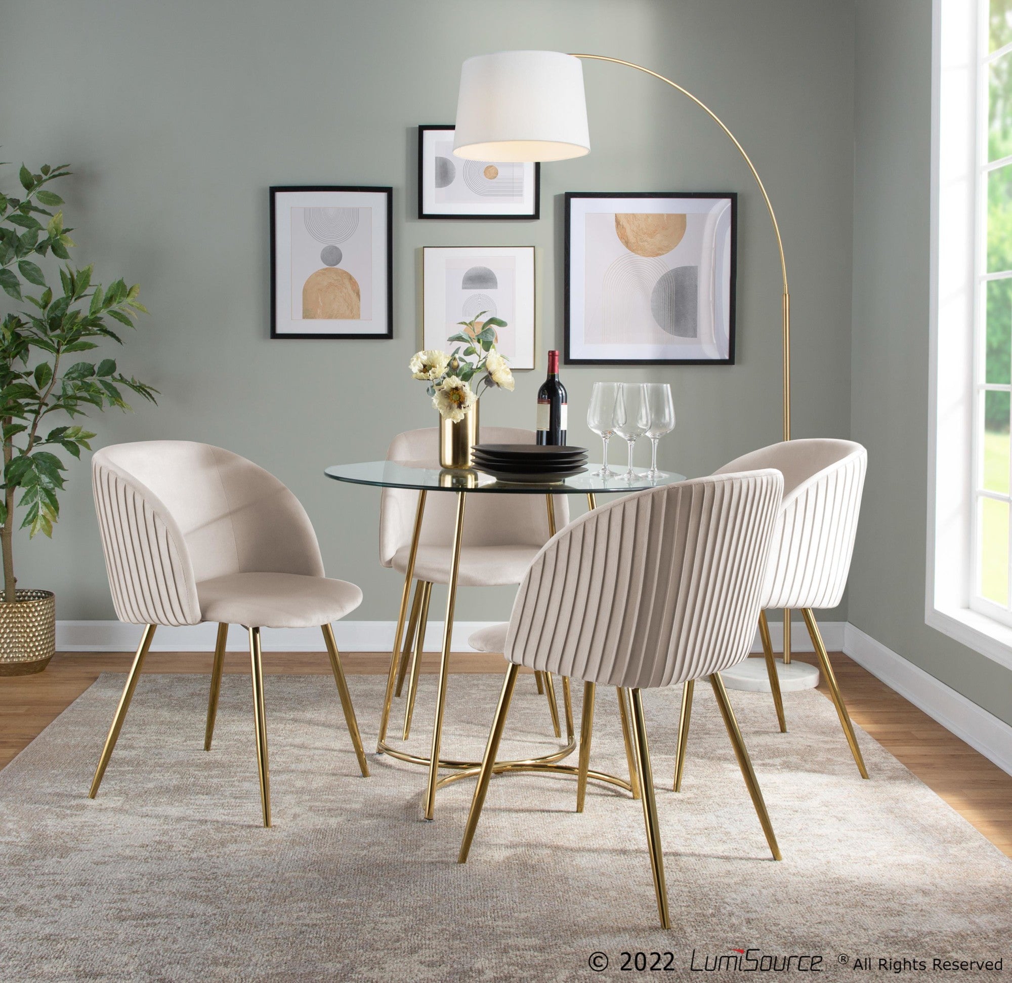 Cece Dinette Table - Gold Steel, Clear Glass