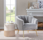 Tania Pleated Waves Accent Chair - Gold Steel, Silver Velvet