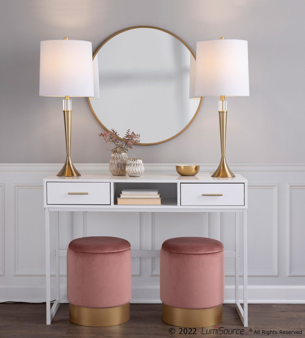 Franklin Console Table - White Metal, White Wood