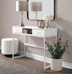 Franklin Console Table - White Metal, White Wood