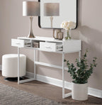 Franklin Console Table - White Metal, White Wood