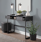 Franklin Console Table - Black Metal, Black Wood