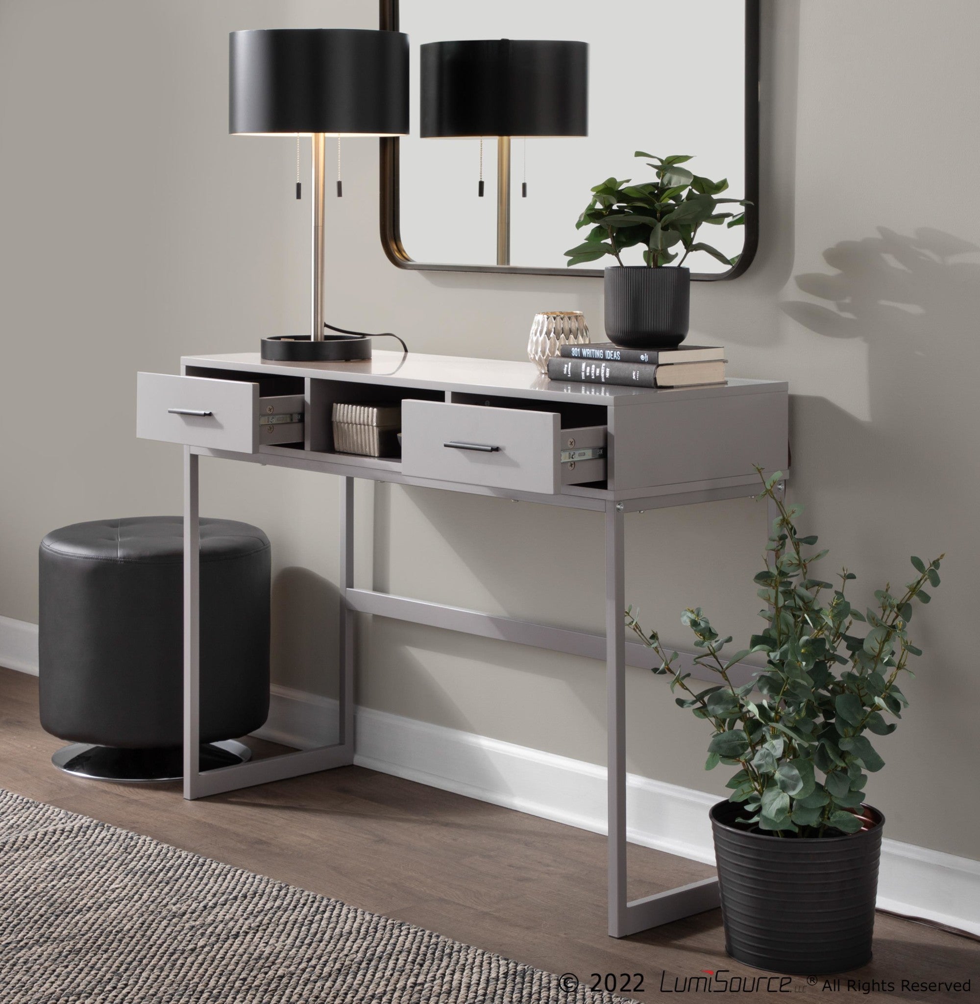 Franklin Console Table - Grey Metal, Grey Wood