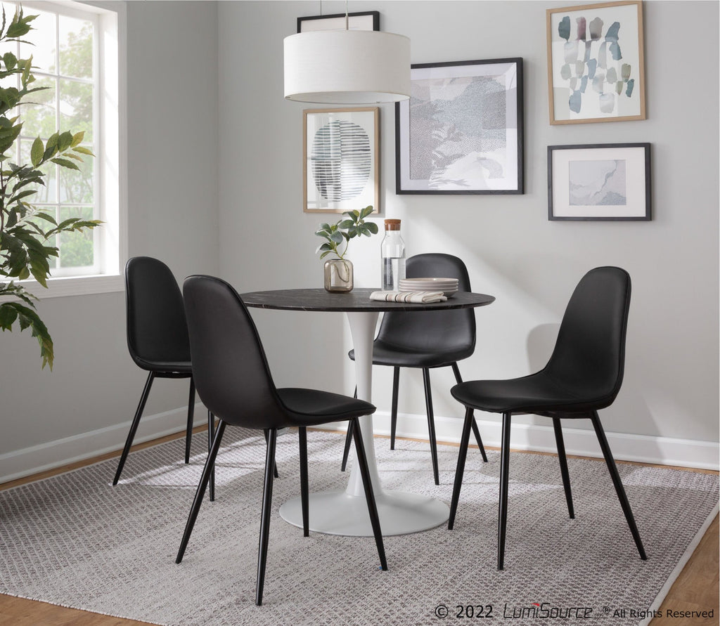Pebble Mod Table - White Metal, Black Marble Veneer