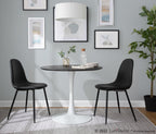Pebble Mod Table - White Metal, Black Marble Veneer