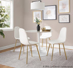 Pebble Mod Table - White Metal, White Marble Veneer