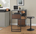 Display Bar Height Table With Storage - Black Metal, Walnut Wood