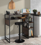 Display Bar Height Table With Storage - Black Metal, Walnut Wood
