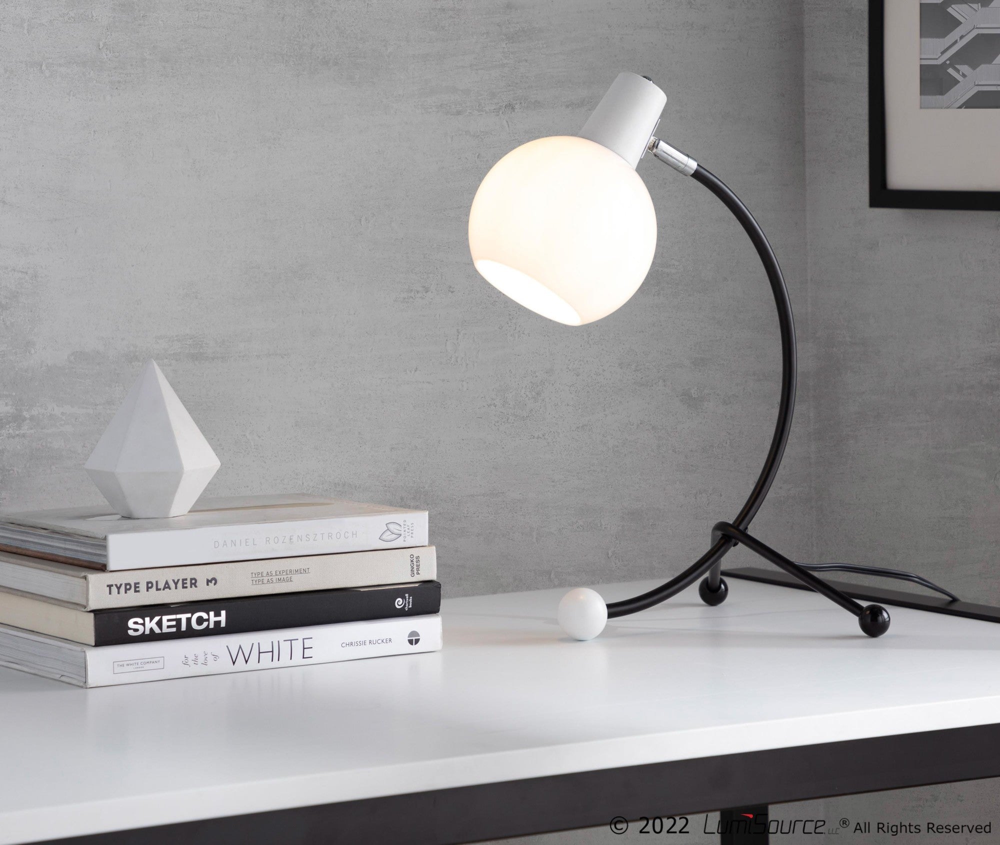 Eileen Task Lamp - Black Metal, White Plastic