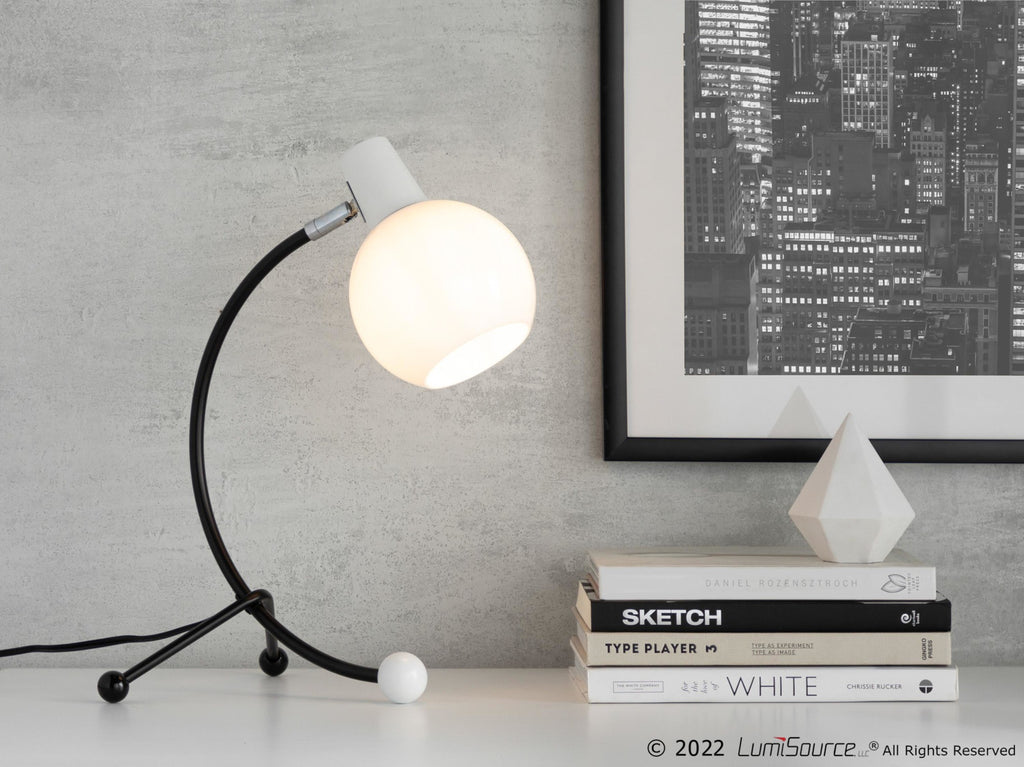 Eileen Task Lamp - Black Metal, White Plastic