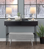 Emery Console Table - Black Steel, Black Wood