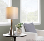 Gemma 23" Metal Table Lamp - Set of 2 - Brushed Nickel, Grey Linen