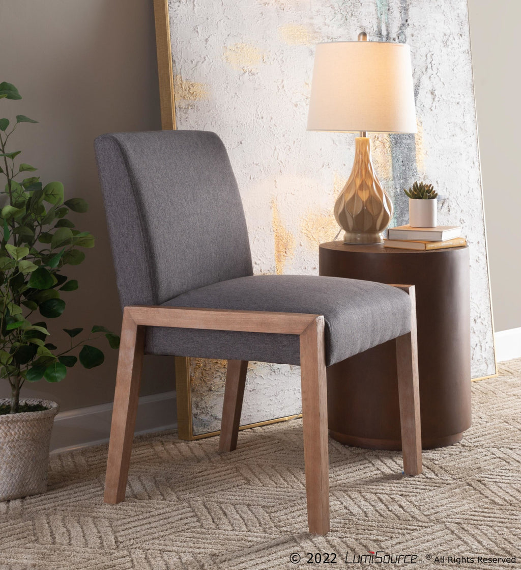 Carmen Chair - Set of 2 - Whitewashed Wood, Grey Fabric