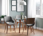 Fabrizzi Chair - Set of 2 - Walnut Wood, Grey Fabric
