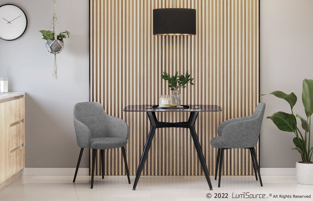 Boyne Chair - Set of 2 - Black Metal, Dark Grey Fabric