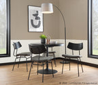 Walker Chair - Set of 2 - Black Metal, Dark Grey PU, Black Wood