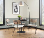 Walker Chair - Set of 2 - Brown Metal, Cream Noise Fabric, Whitewashed Wood