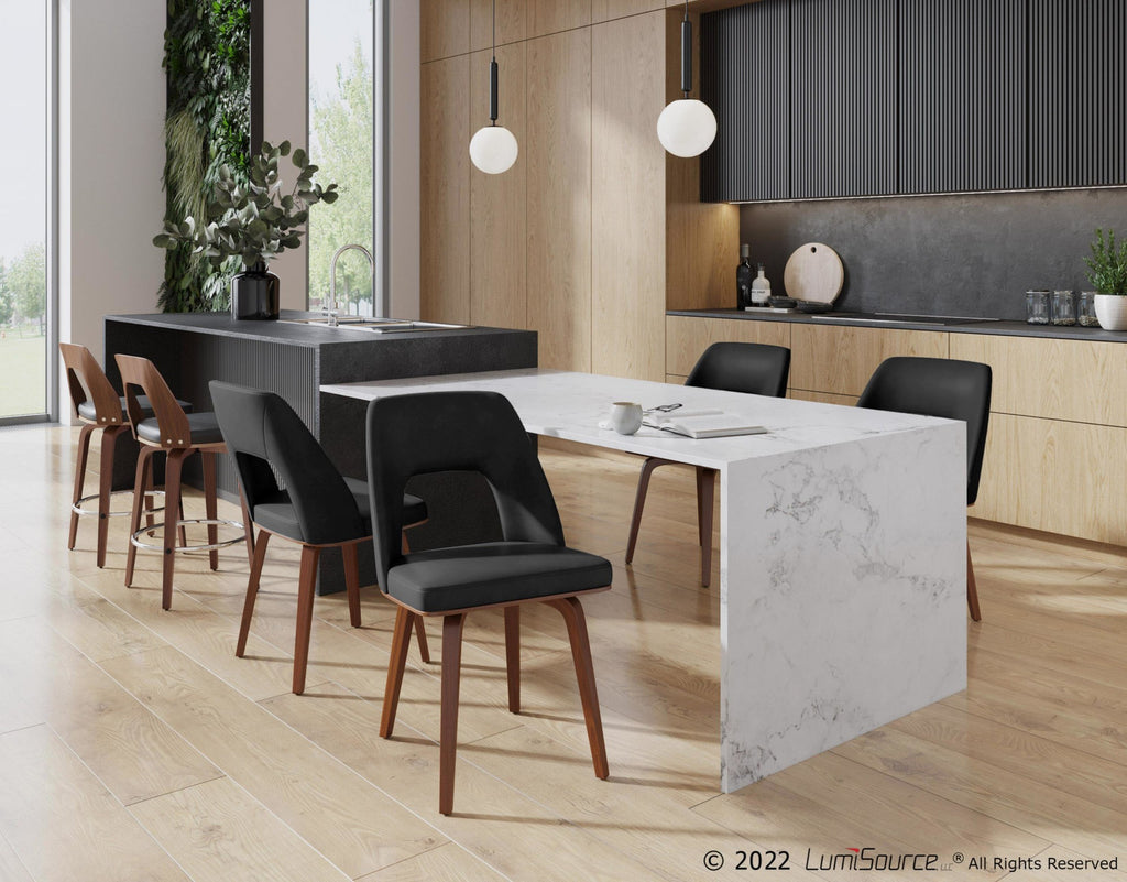 Triad Upholstered Chair - Set of 2 - Walnut Bamboo, Black PU