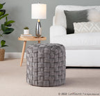 Braided Round 16" Ottoman - Dark Grey Velvet