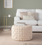 Braided Round 24" Ottoman - Cream Velvet