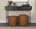 Emery Console Table - Black Steel, Black Wood