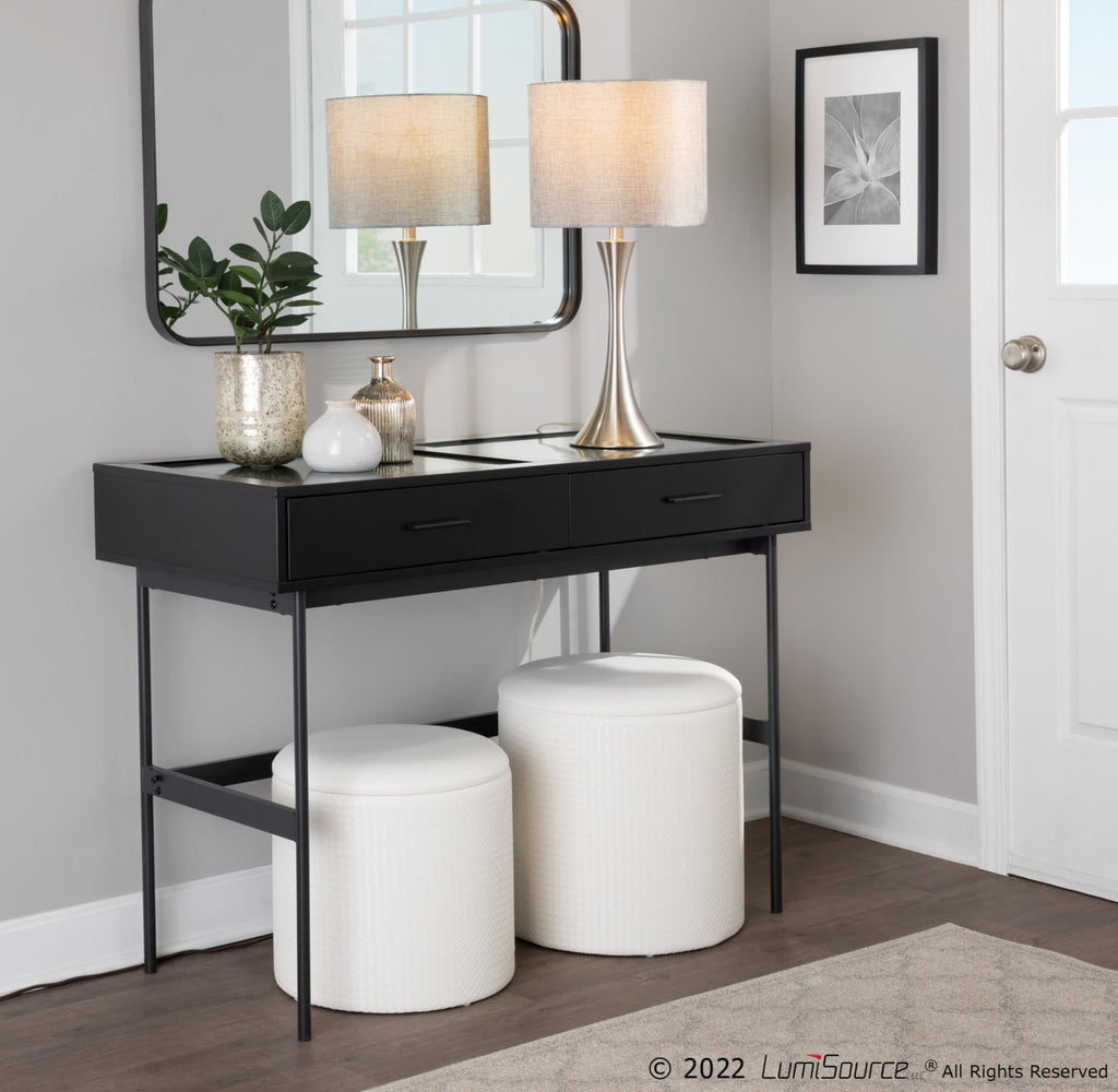 Lenuxe 24" Metal Table Lamp - Set of 2 - Brushed Nickel, Grey Sparkly Linen, Silver Metallic Threading