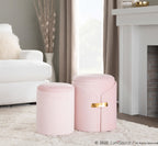 Dahlia Ottoman Set - Gold Metal, Blush Pink Velvet