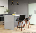 Cosmo 26" Fixed-Height Counter Stool - Walnut Bamboo, Black PU, Black Metal