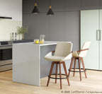 Cosmo 26" Fixed-Height Counter Stool - Walnut Bamboo, Cream PU, Black Metal