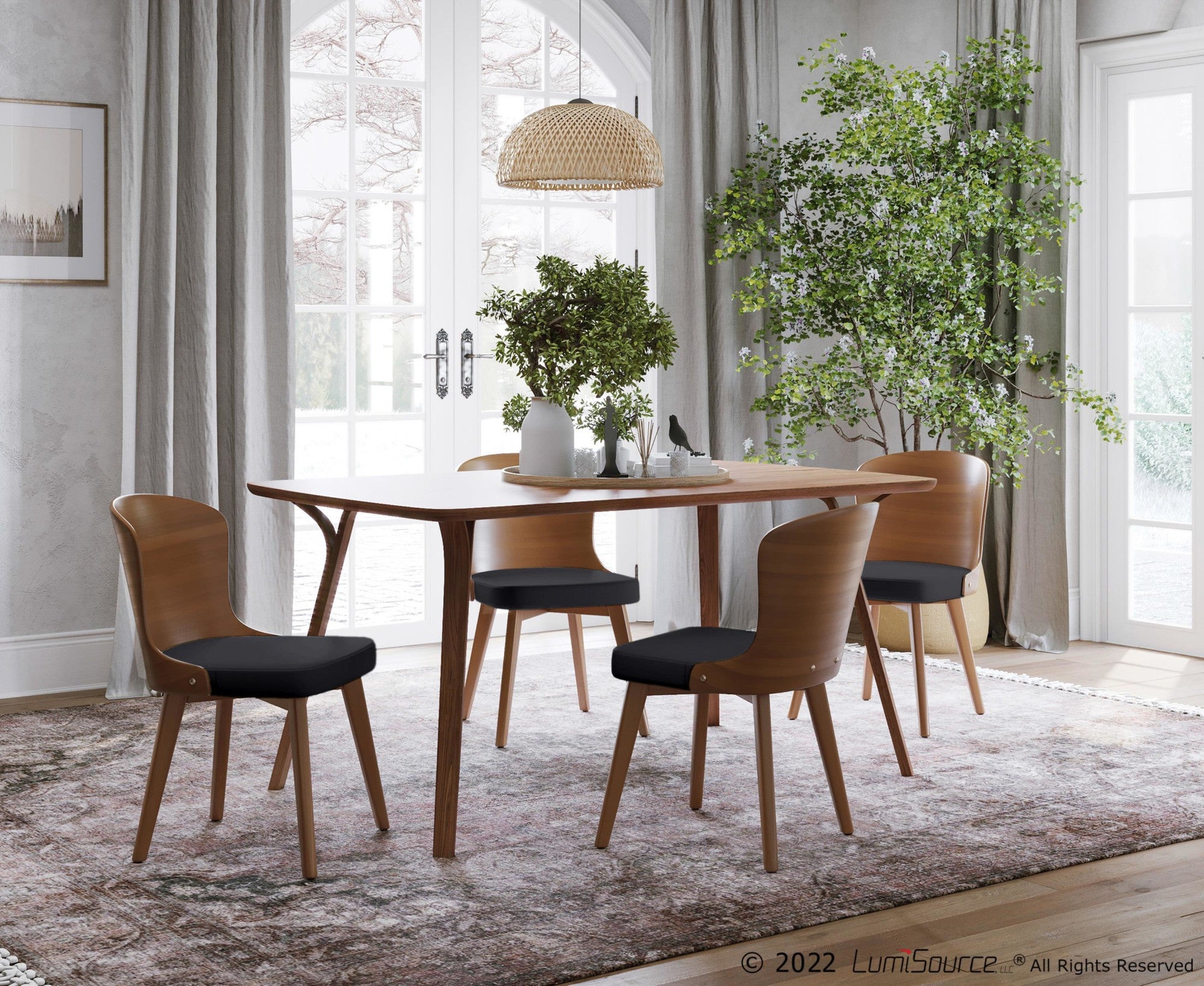 Bocello Chair - Walnut Bamboo, Black PU