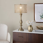 Topaz 27.5" Metal Table Lamp - Gold Metal, Clear Crystal