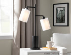Cannes Table Lamp - Black Metal, White Shades