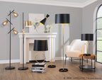 Metric Floor Lamp - Black Metal, Antique Brass