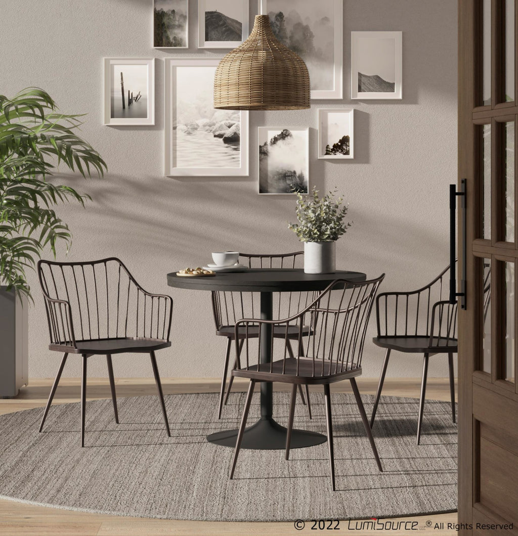 Winston Chair - Brown Metal, Dark Walnut Wood