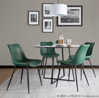 Durango Dining Chair - Set of 2 - Black Metal, Green PU, Orange Zig Zag Stitching
