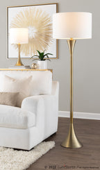Lenuxe 65" Metal Floor Lamp - Gold Metal, White Linen