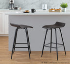 Ale 26" Fixed-Height Counter Stool - Set of 2 - Black Metal, Espresso PU