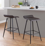 Ale 26" Fixed-Height Counter Stool - Set of 2 - Black Metal, Espresso PU